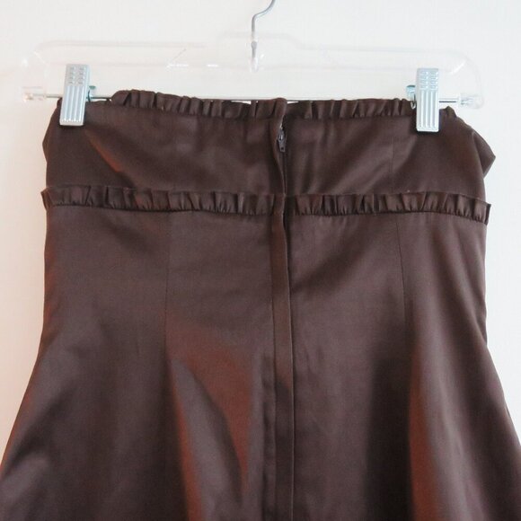 VINTAGE Y2K RW & CO Espresso Brown Satin Sweetheart Tulle Dress Goth - Size US 0 - Picture 10 of 15